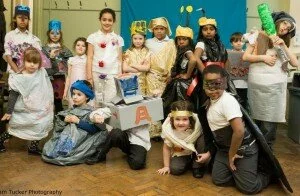 Pupils from St. John Fisher Primary show off their superhero eco - fashion